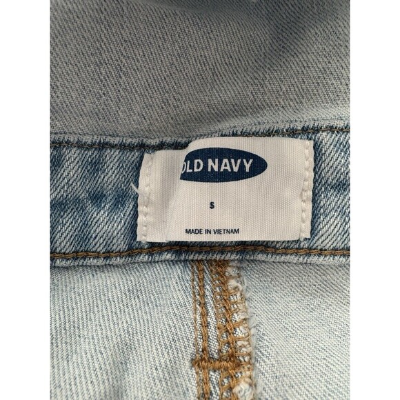 Old Navy Shortalls Womens Small Blue Shorts Bib Overalls Cuffed Distressed 30x3 - Picture 16 of 16
